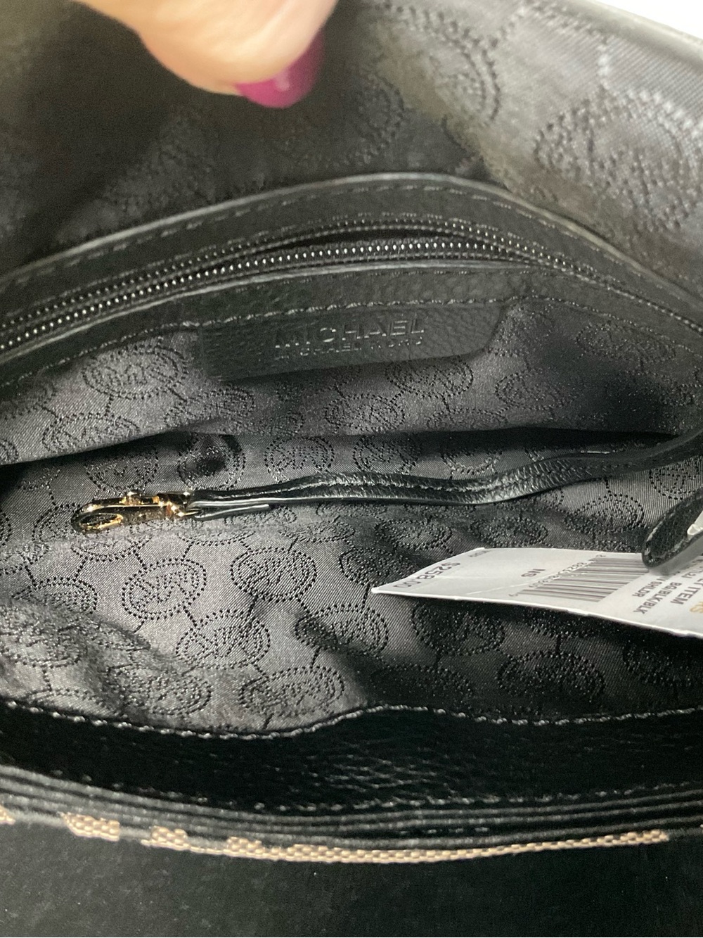 Michael Kors Jet Set Black/Tan MK Logo Crossbody Md Tassel Conv $258 - Picture 10 of 16
